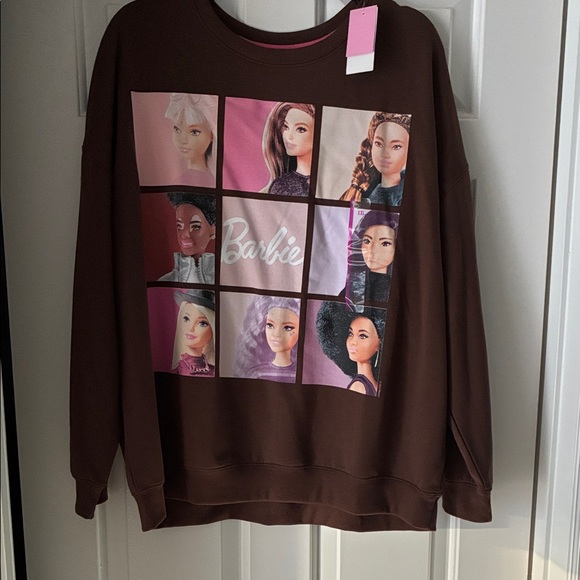 Barbie Sweaters - Barbie Brown Crew Neck Sweater with Pink Accents